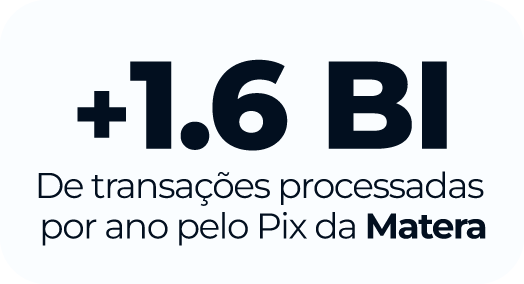 +1.6 Bi De transações processadas por ano pelo Pix da Matera